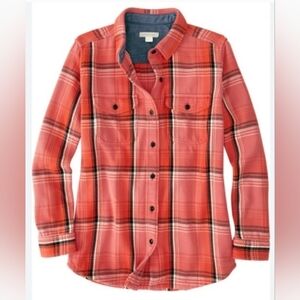 Outerknown NWT Women’s Dawn Blanket Shirt Orange Plaid Organic Cotton M/L